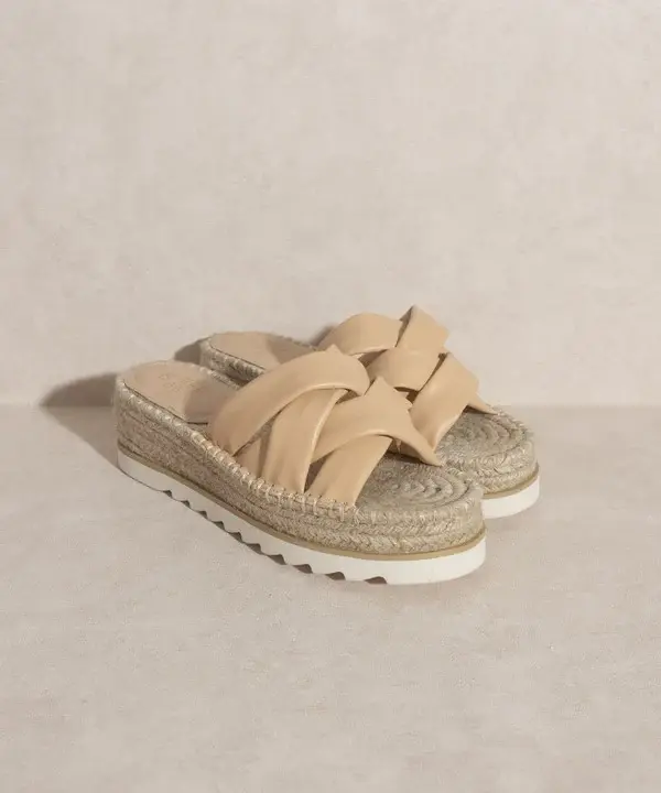 Oasis Society Women's Casual Pull On Sandals with a Synthetic Strappy Look and Chunky Platform Heel, Slip On, Imported, Open Toe