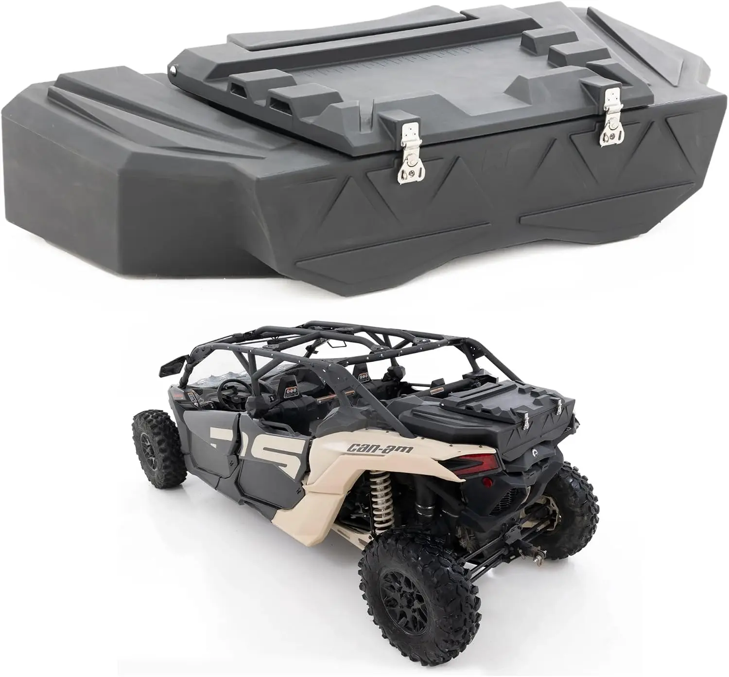 Rough Country Rear Bed Cargo Box for Can-Am Maverick X3 (2 & 4-Seat Models) - 45-Gal Storage, Watertight Seal, High-Impact UV-Resistant Construction, Lockable Latches