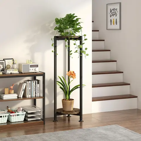 SUOERNUO Heavy Duty Metal Corner Plant Stand - 2-3 Tier Multi-Tiered Heavy Duty Shelves, Stylish Look Pot Holder for Indoor Living Room, Outdoor Patio Porch Ready Space