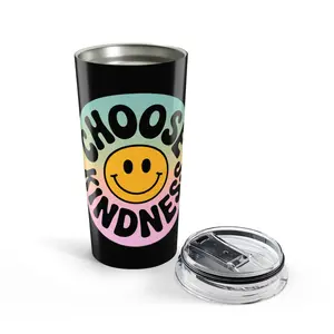 Black Choose Kindness Tumblers – 20oz Travel Mugs for Positive Vibes Drinkware Flasks