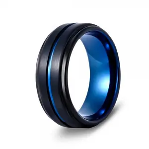 Titanium Fishing Line Ring |The Rayon Bleu |GentleBands| Brushed Texture, Handmade Item, 8Mm Width, Comfort Fit | Men'S Wedding Bands