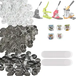 【Summervibes】VEVOR 500 Sets 1.25 inch 32mm Pin Back Button Parts for Button Maker Machine, DIY Round Button Badge Parts, Set Includes Metal Top, Plastic/Metal Button, Clear Film, and Blank Paper For Gifts Presents