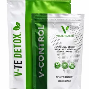 Suplemento Natural en Cápsulas con Espirulina, Toronjil y Espino Blanco | VitalHealth V-Control Supplement