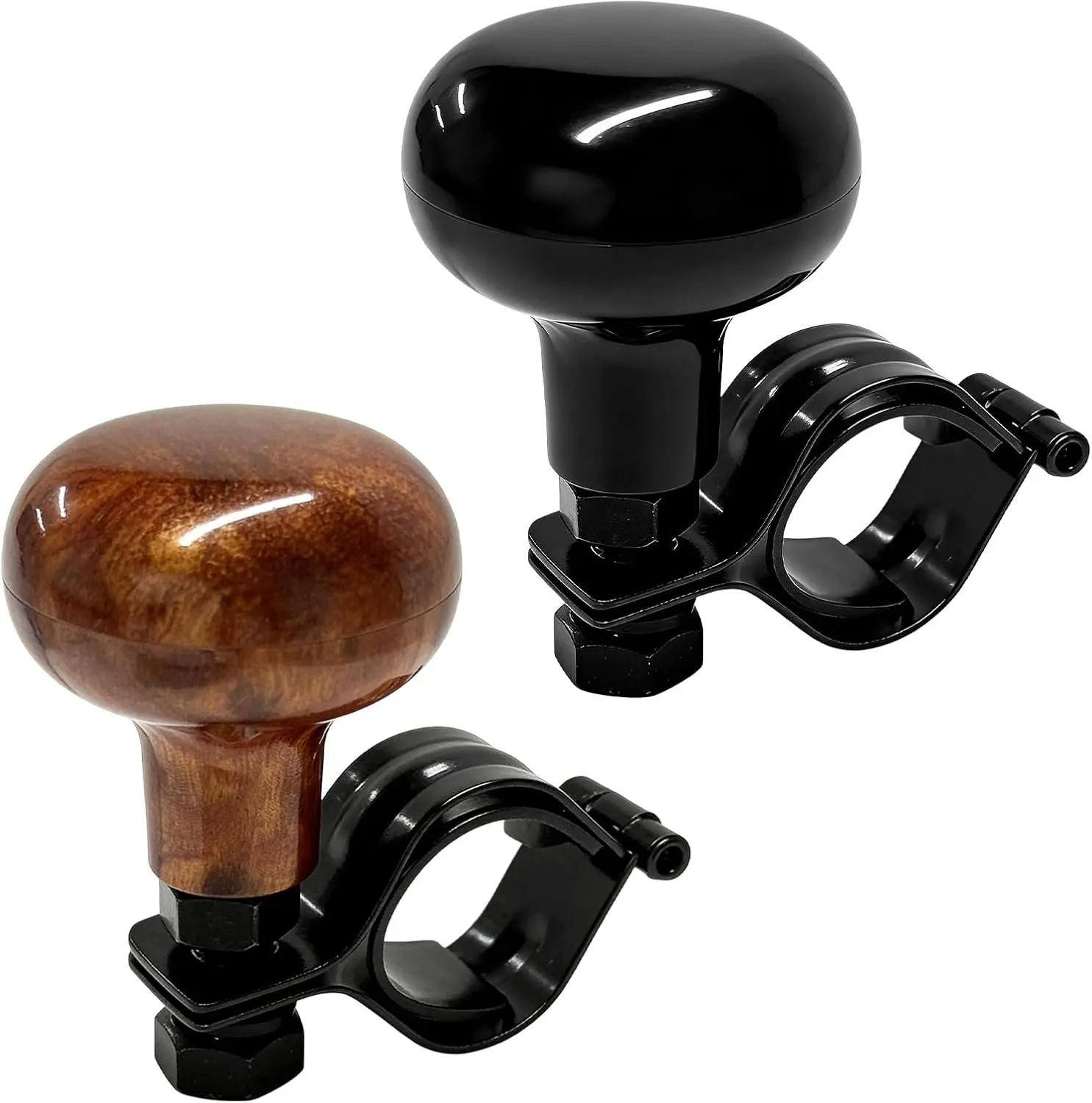 2PCS Steering Wheel Knob, 360 Degrees Rotation Car Steering Wheel Spinner Knobs Power Handle, Wheels Knob Spinner Universal Interior Accessories for Car Truck Tractor Boat (Peach Wood+Black)