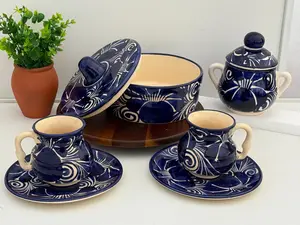 Mexico Blue Ceramic Talavera table setting set of 4pc gift set