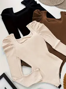 Women's Tight-Fitting Jumpsuit Set, Fall Winter Long Sleeve Slim Fit Fitted, Comfortable Fashion Top, Ideal for Casual Daily Wear