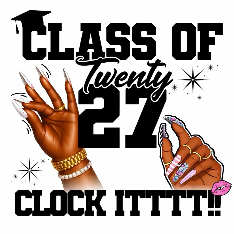Class of 2027Clock ITT Print with Colorful Cards and Bold Text for We Out Senior 2027 Design
