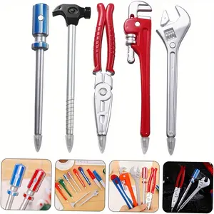 Five Novelty Tool Shaped Ballpoint Pens, Funny Teacher Pens, Plastic Craft Knife, No Power Needed, Perfect Gift for Birthday, Christmas, Halloween