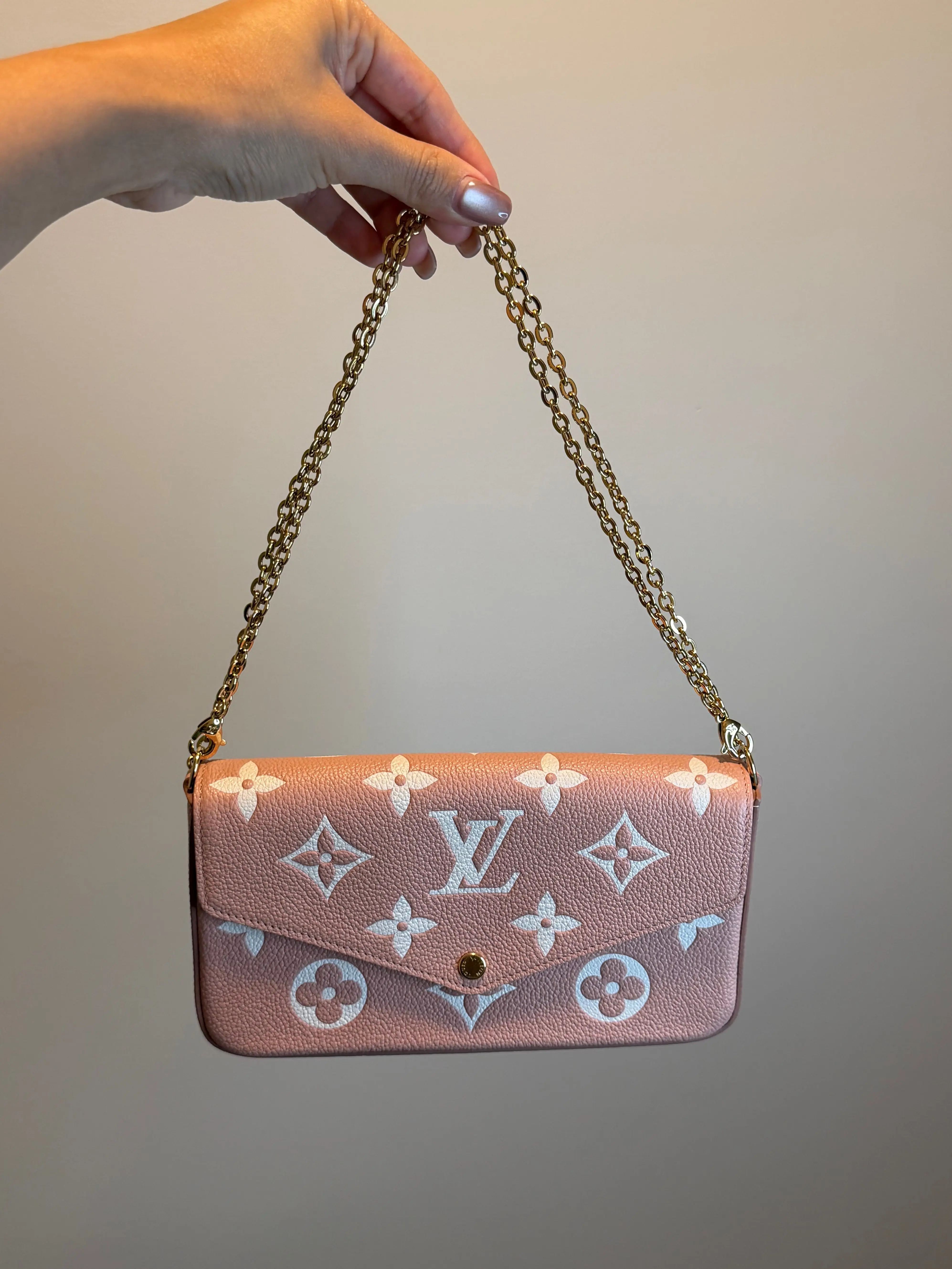 Pre-owned Louis Vuitton empreinte leather Crossbody Bags Pink Empreinte Felicie Pochette Crossbody Bag