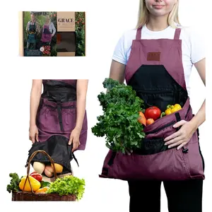 Gardening Apron with Pockets for Women & Men - Garden Apron 7 Pockets & Internal Drawstring Bag - Great Gift