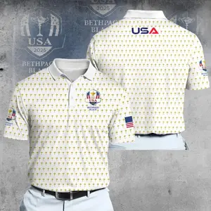 2025 Ryder Cup USA Team White Dynamic Microfiber Men Polo Golf Shirt, Looks Good, Feels Better, Trendy Looks, Stay Ahead of the
