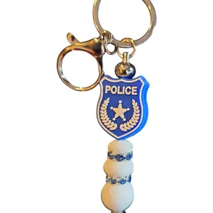 Custom Beaded Police Officer Silicone Keychain - Perfect Accessory for Your Keys