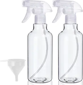 Plastic Spray Bottles, 2-Pack, 16.9 Oz, Mist & Stream, Heavy Duty Spraying, Empty Water Spray Bottle for Cleaning Solutions, Essential Oils, Hair, Plants, BBQ, Cat Dog Behavior Correction (Clear) Bealee
