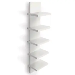 5 Tier Wall Shelves White, Vertical Column ShelfFloating Storage Home Decor Organizer Tal TowerDesign Utility Shelving Bedroom Living Room,