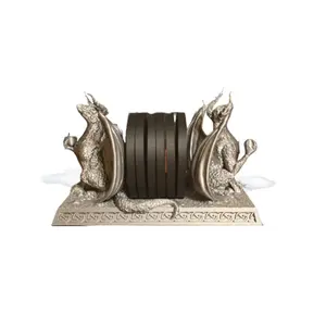 Dragon Coaster Holder Set with 6 Printed Table Coasters in High-Quality Plastic Tableware Cover - 3D Printed Fantasy Design for Home Decor & Gifts