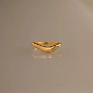 Zen Jade Curve Ring by Caitlyn Minimalist - Marquise Jade Gemstone Wave Ring - Gold Jewelry - Anniversary Gift for Her