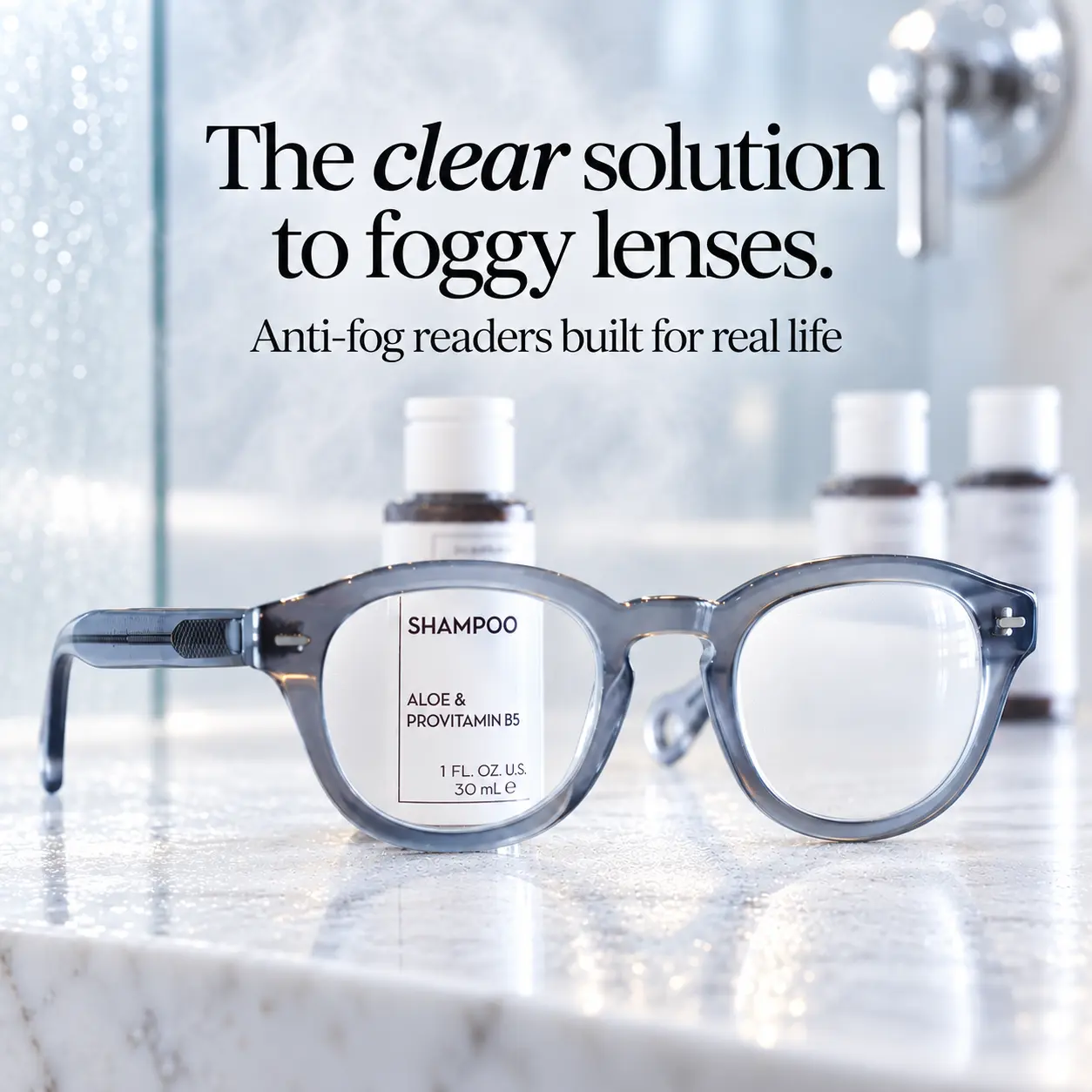 Showerspecs Anti-Fog Reading Glasses for Shower & Bath with Adhesive Hook