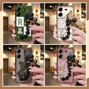 silicone Skin-friendly feel Phone Case For Tecno Pova5 4G cute Cartoon Dirt-resistant Waterproof Back Cover Simplicity protective case Black pearl pendant soft case