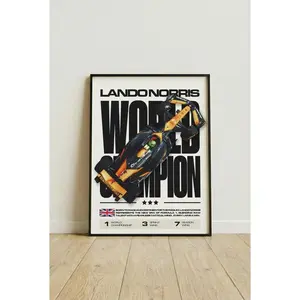 Lando Norris World Champion Poster McLaren F1 Formula 1 Wall Art Racing Car Decor F1 Gift for Boyfriend MCL38 Formula One Print