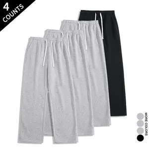 4-Pack Loose Fit Sweatpants - Soft Elastic Waist Pants for Street Style & Everyday Wear