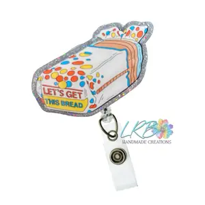 Let’s Get This Bread Badge Reel – Handmade Funny ID Holder, Made to Order Retractable Badge Clip, Gift for Nurses, Healthcare Workers, Office Staff