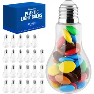Houseables Plastic Light Bulbs, Fillable Light Bulbs, Fake Lightbulb, Plastic Lightbulbs for Crafts, Clear, Cups, Jars, Containers, Ornaments, Drink Glasses, Candy, Bottles, Party Favors, 200ML, 24PK