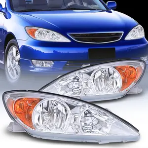Nilight 2002 2003 2004 Toyota Camry LE/XLE Headlight Assembly Chrome Case Amber Reflector Clear Lens