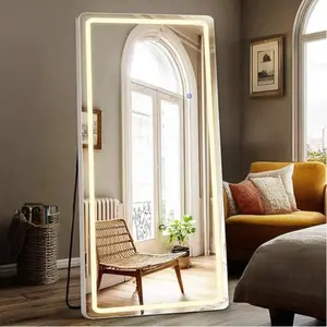 26"X71" LED Full Length Mirror Dimmable Light Wall Mounted Floor Stand Bathroom Bedroom