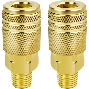 2Packs 1/4" NPT M-Style Air Coupler Quick Connect Fittings - High Flow Brass Couplers for Air Compressors, Tools, and Accessories - Air Hose Coupler And Fittings