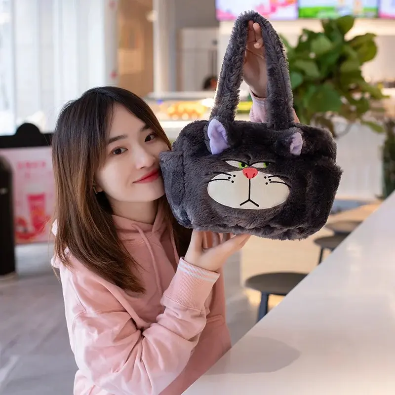 30cm Kawaii Cinderella Lucifer Cat Plush Handbag Cartoon Plush Backpack Soft Stuffed Anime Tote Bag Birthday Gift for Girls