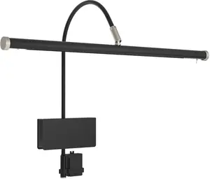 Cocoweb 19" LED Grand Piano Light in Black with Satin Nickel Accents Dimmer Clip Adjustable Clamp-On Design for Music Boards Up to 0.75" Thick 2700K Color Temperature 50,000+ Hours Life Energy Efficient LED Technology