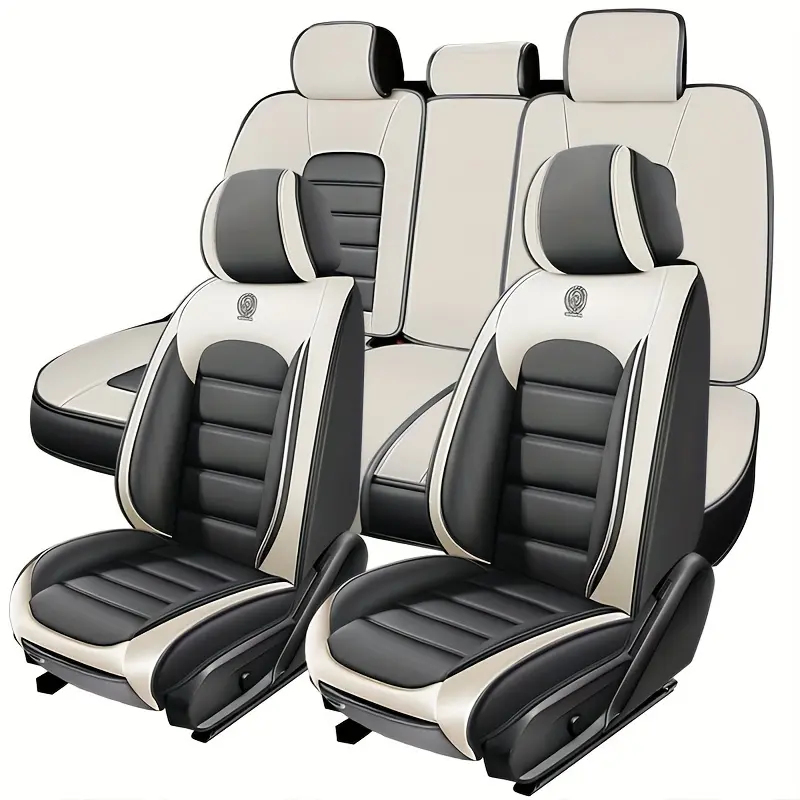 5-Seat Nappa Leather Breathable Perforated Airflow Car Seat Covers Full Set, Full-Surrounded Front & Back Cushion Protector for Cars/SUV/Trucks with All-Round Protection