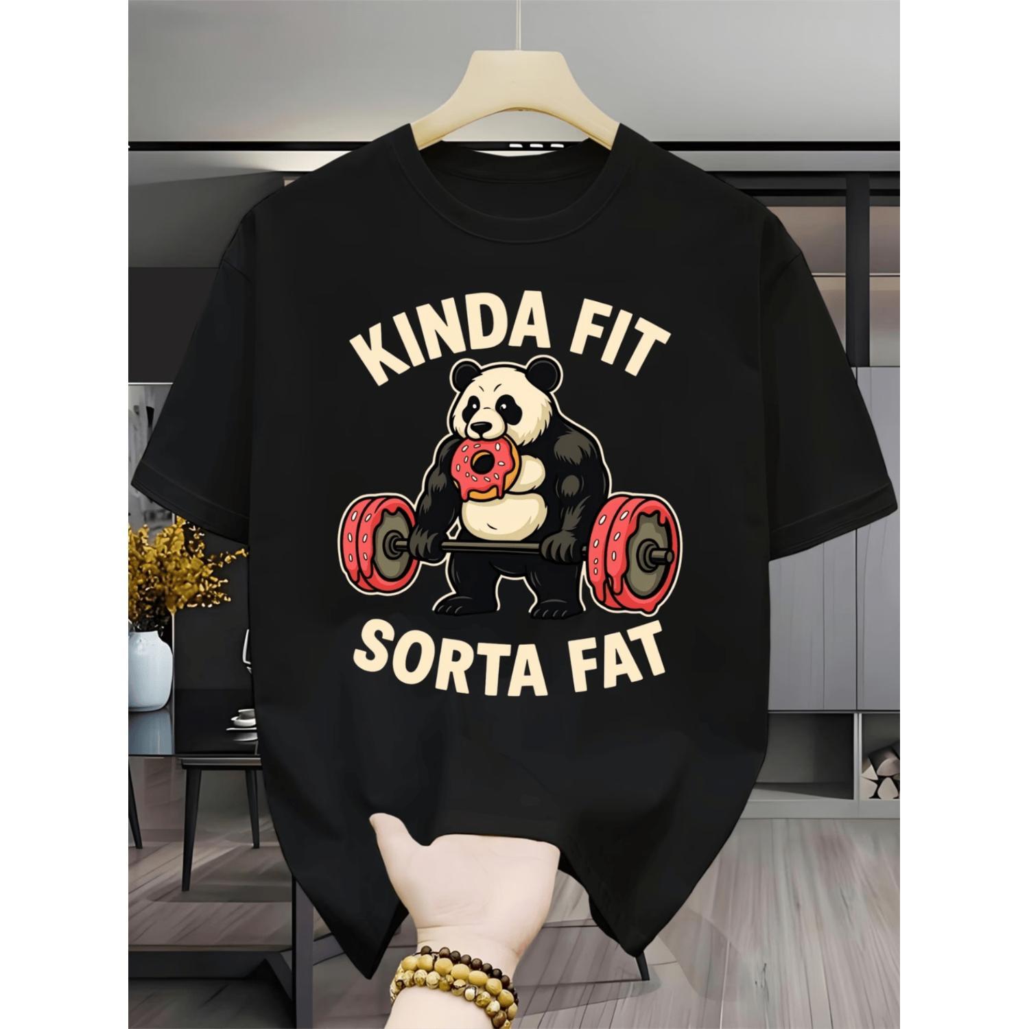 Men Kinda Fit Panda Print Tee with Playful Unique Style Comfortable Breathable 100 Percent Cotton Round Neck Short Sleeves Summer Workout T Shirt