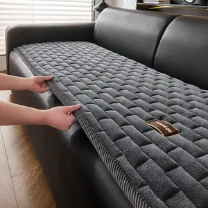 Thick Faux Fur Sofa Cushion, Non-Slip Slipcover Seat Pad, Luxurious Modern Design, Universal Dustproof for 1-4 Seater Sofas