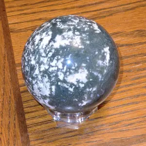 Moss Agate Sphere - Natural Stone Decorative Ornament for Home Decor