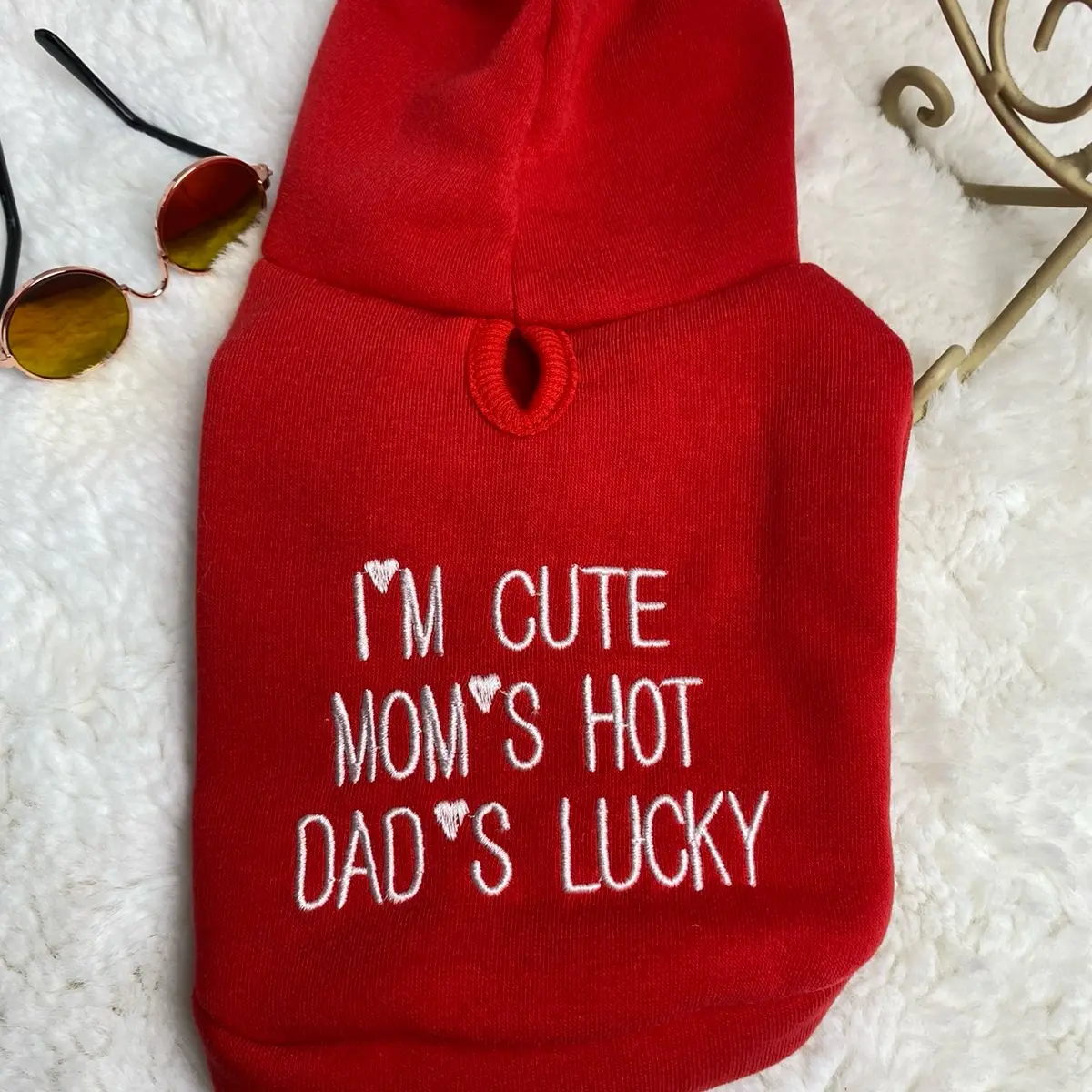 Pet I'm Cute Hoodie (Red) - Comfortable and Stylish Dog and Cat Sweater cute pet clothes winter pet hoodie small breed dog sweater winter hoodie warm clothing