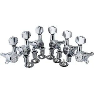 Guitar Locking Tuners (3L + 3R Handed) - 1:18 Lock String Tuning Key Pegs Machine  with Hexagonal Handle Replacement for ST TL SG LP Style Electric, Folk or Acoustic Guitars - Chrome