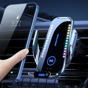 Wireless Car Charger Vent Mount Phone Holder with Ambient Light and Dashboard Stand, Compatible with iPhone & Android Phones, Car Accessories, Wireless Mobile Charger, Phone Holder For Car