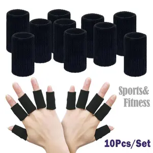 10pcs Stretchy Sports Finger Sleeves - Arthritis Support & Anti-Injury Guard| Ideal for Basketball, Volleyball & Outdoor Activities long knee tattoo arm sunscreen sleeve touch screen elastic wrist guard comfy summer mini chimp as shin pad neck ski collar
