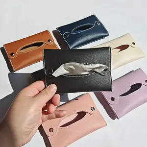 Creative Simple Leather Material Portable Small Tissue Box Cover, Outdoor Home Multi-Purpose Design, Durable & Stylish Accessory