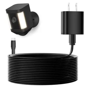 25ft USB-C Power Adapter for Spotlight Cam Plus/Pro (Battery), Outdoor Cam Plus (Battery), Weatherproof Flat Cable for Continuous Power Supply, Black