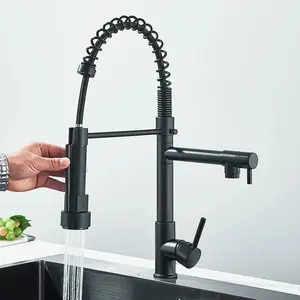 Rozin Black Spring Pull Down Kitchen Sink Faucet