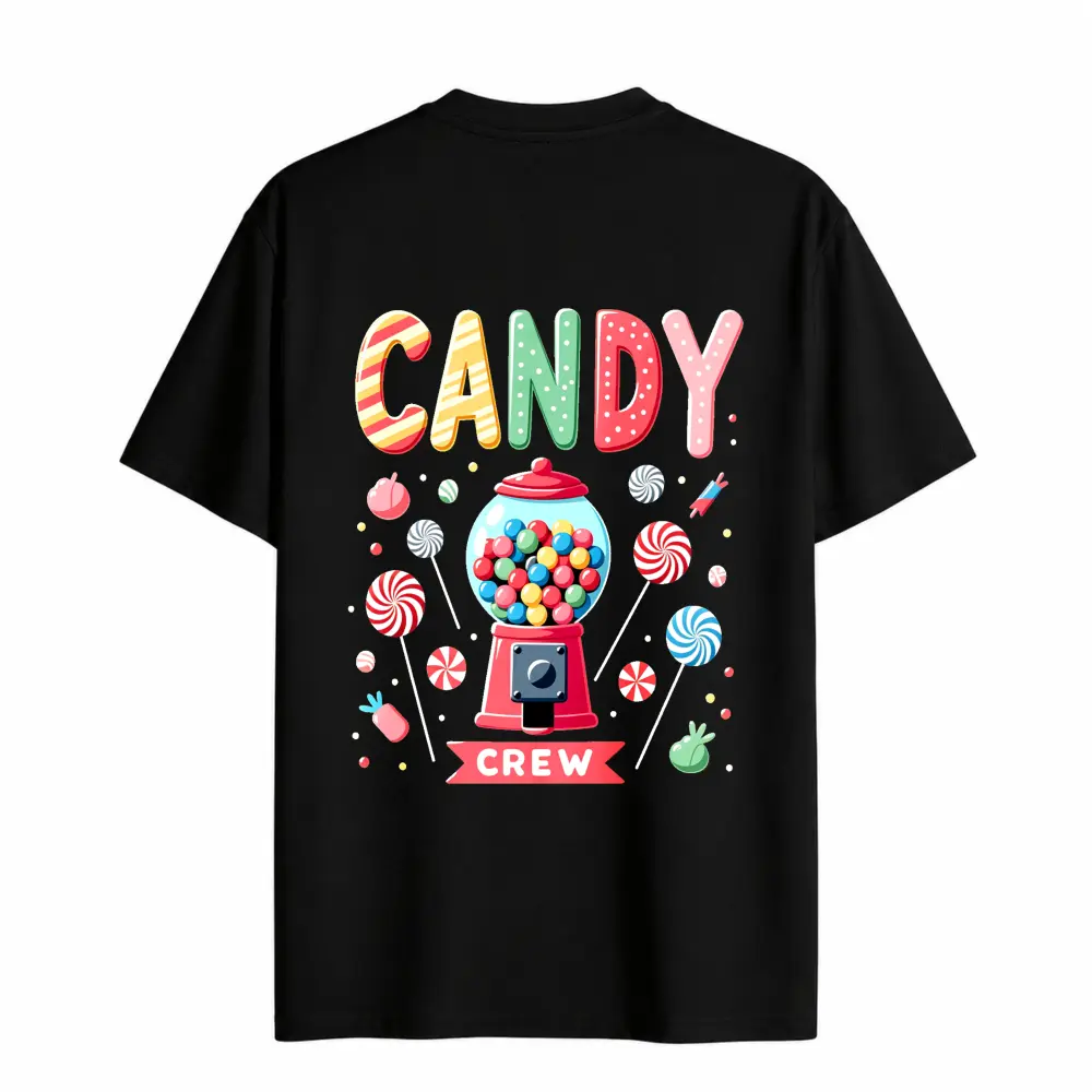 Candy Crew Gumball Machine Design Women's Graphic Tee Casual Streetwear Cotton Loose Fit Crewneck Short Sleeve Trendy Aesthetic T-Shirt For Summer Daily Wear