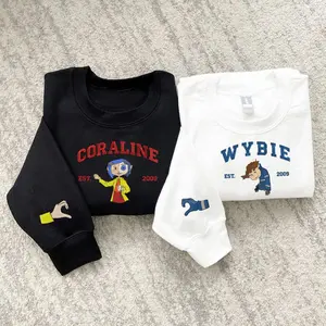 Couple Coraliine and Wybiiie Embroidered Sweatshirt, Halloween Coraliine Shirt, Spooky Movie Shirt, Horror Shirt, Halloween Gift