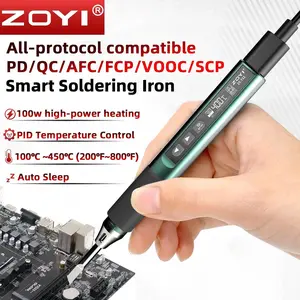 100W T12 Soldering Iron, Fast Heating in 5 Seconds, Intelligent PID Controller, Supports 9V-28V Wide Voltage Input, All-Protocol Fast Charging No Battery, Lightweight Aluminum-ABS Body, Smart Auto-Sleep