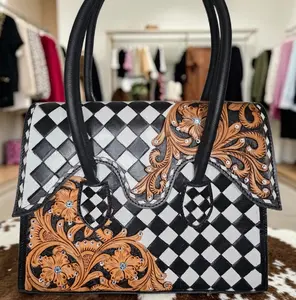 The Noirbloom | Western Hand Tooled Leather Tote Bag