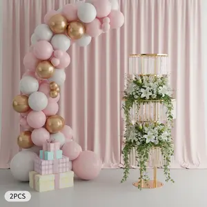 2 Pack 5 Tier Acrylic Flower Stand Tabletop Or Floor Standing For Wedding Decor