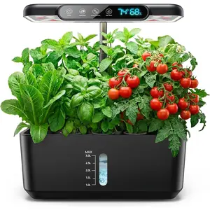Hydroponics Growing System  Garden: 10 Pods Indoor Garden Kit with LED Grow Light and  Temp & Humidity Display -  Germination Kit for  Kitchen