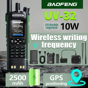 Baofeng UV-32 10w Mobile Radio Remote Dual Band U/v Fm Am GPS Aprs Two-Way Radio for Hiking Hunting Survival Gear Walkie Talkie