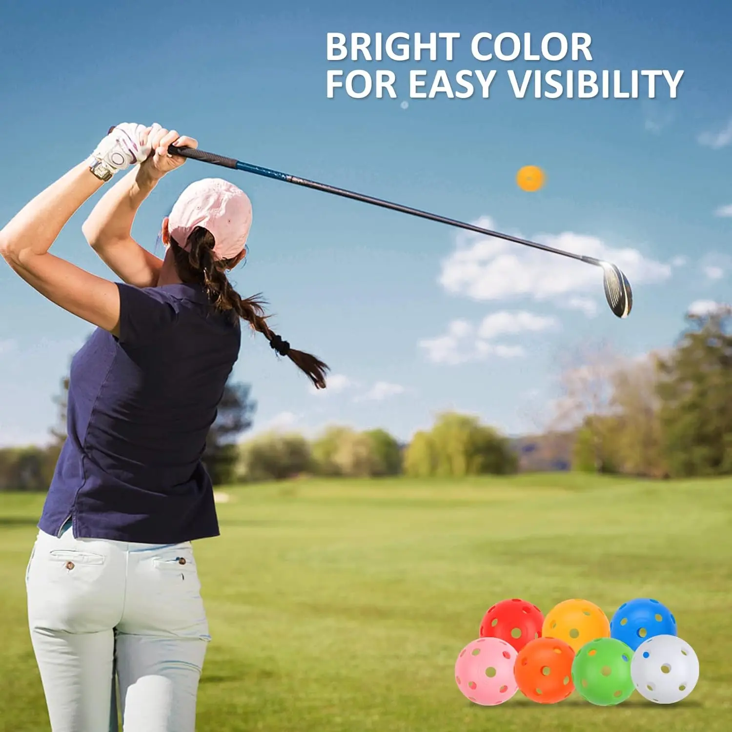 Practice Golf Balls 24 Pack, 42mm Plastic Golf Balls, Practice Golf Balls for Backyard, Training Golf Balls for Swing Practice